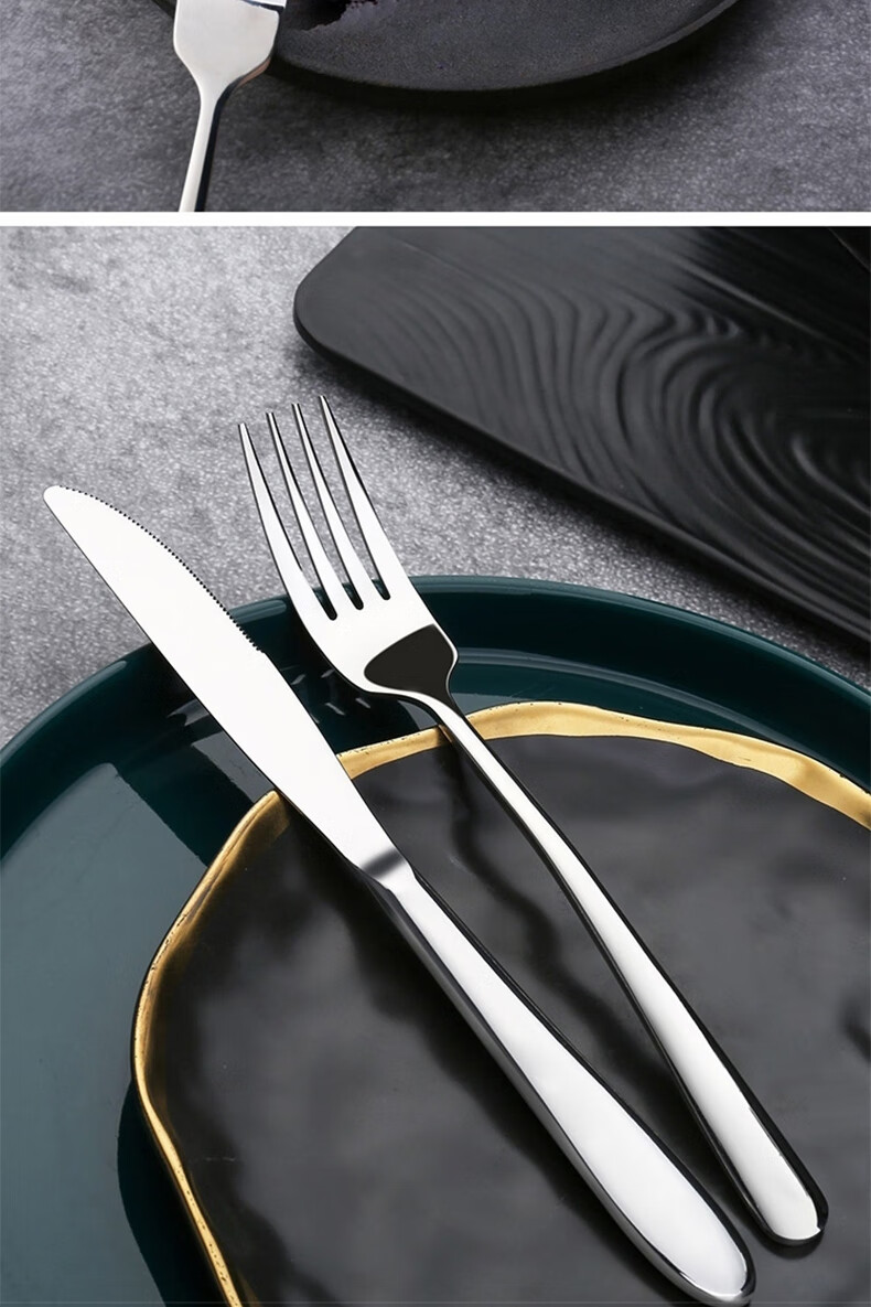 Edo 304 Stainless Steel Western Steak Knife And Fork Set, 410 Stainless Steel Tableware Set: Main Knife + Main Fork + Gift Box 15