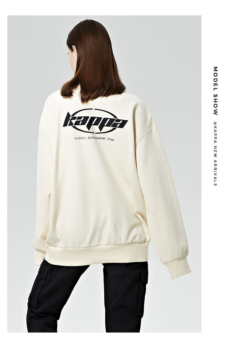 Kappa Pullover Hoodie for Couples, Loose-Fitting Sports Sweatshirt, Casual Round Neck Jacket K0CZ2WT93V Romantic White M 7