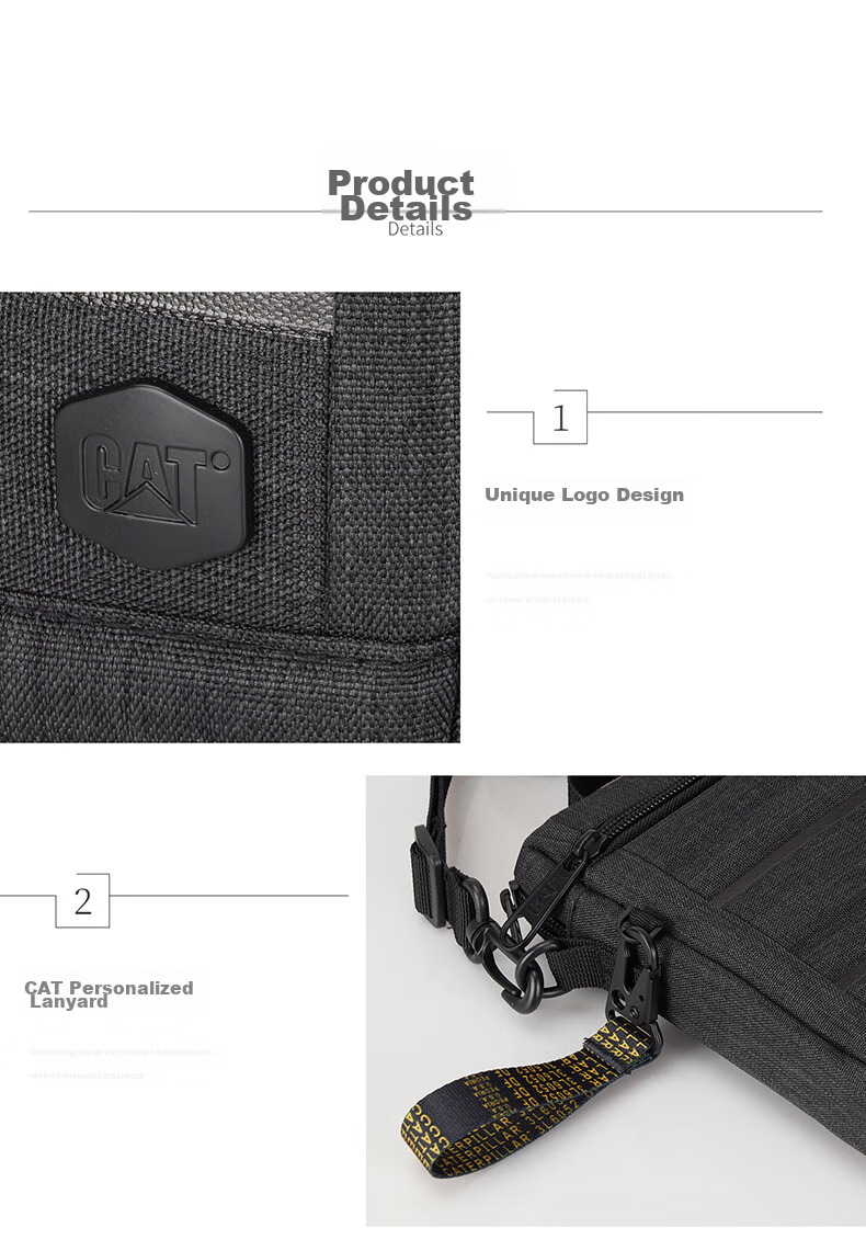 CAT Shoulder Crossbody Bag, Casual EVA Sports 7-Inch IPad Bag, Journalist Bag, Vertical Gift, Black, 84029 8