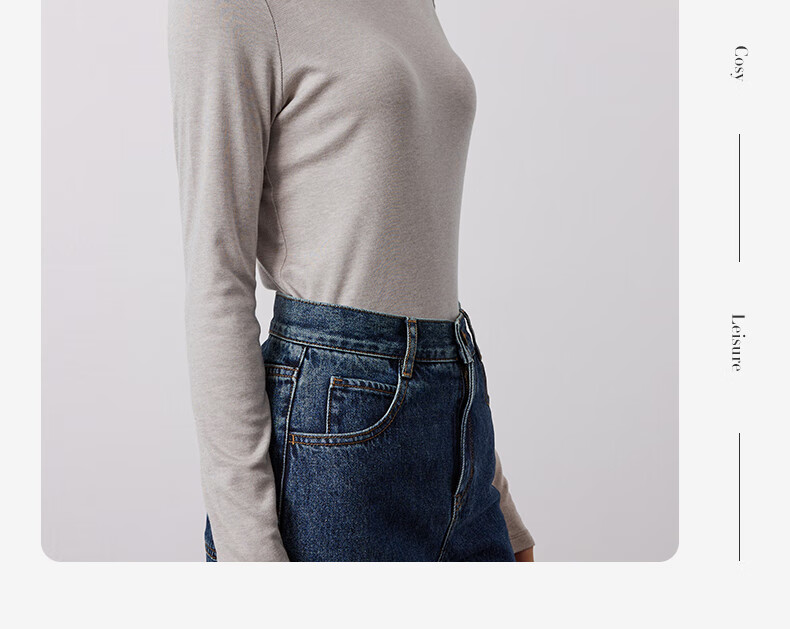 Navigare Women's Turtleneck Slim-Fit Base Layer, High-Elastic Solid Color Long-Sleeve Top 2335084501 46