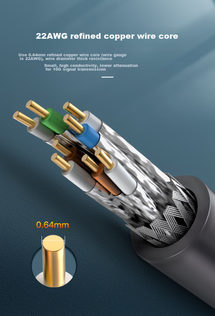 CHOOSEAL (CHOSEAL) Cat8 10G Double-Shielded Engineering-Grade E-Sports Level 0.64mm CAT8 High-Speed Network Cable, 40G Pure Copper Core POE Power Supply Home Security Box Cable 100 Meters QS2680A 6