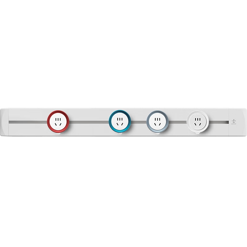 Haimao Kitchen Track Socket, No Drilling Required, 8000W High Power, National Standard Drafting, Surface-Mounted Sliding Rail, 75cm + 4 Adapters, Right Wiring, Metal Material, White, for Professional Use