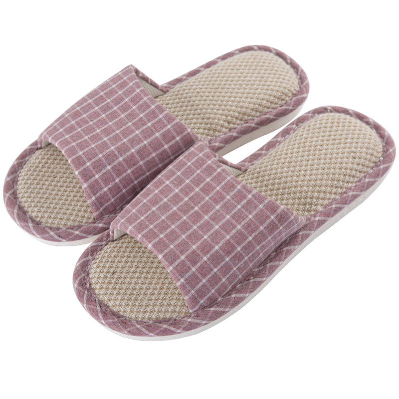 Huili Slippers for Men And Women, Linen Sandals, Couples' Home Casual Lightweight Breathable Sweat-Absorbing Thick-Soled Wear-Resistant Floor Slippers, Classic Mesh Style HL1036 Red Size 40 to 41