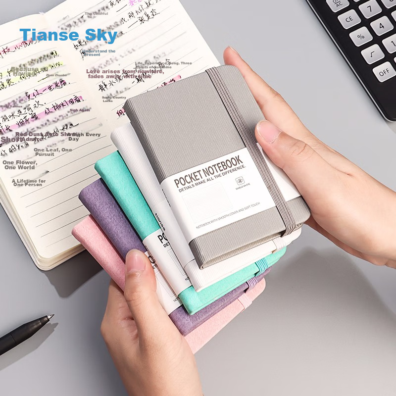 TIANSE A7 Portable Pocket Notebook Daily Planner Creative Strap Small Notebook 100 Pages Diary Vocabulary Journal TS-4029 Blue