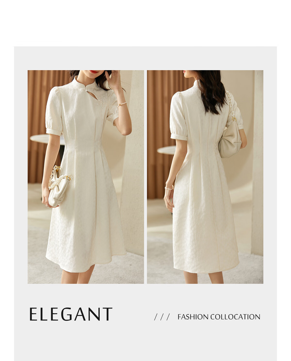 Shangdu Bila New Chinese Style Stand Collar Pankou Improved Floral Qipao Dress Summer Apricot Base Floral 132L48002 M 16