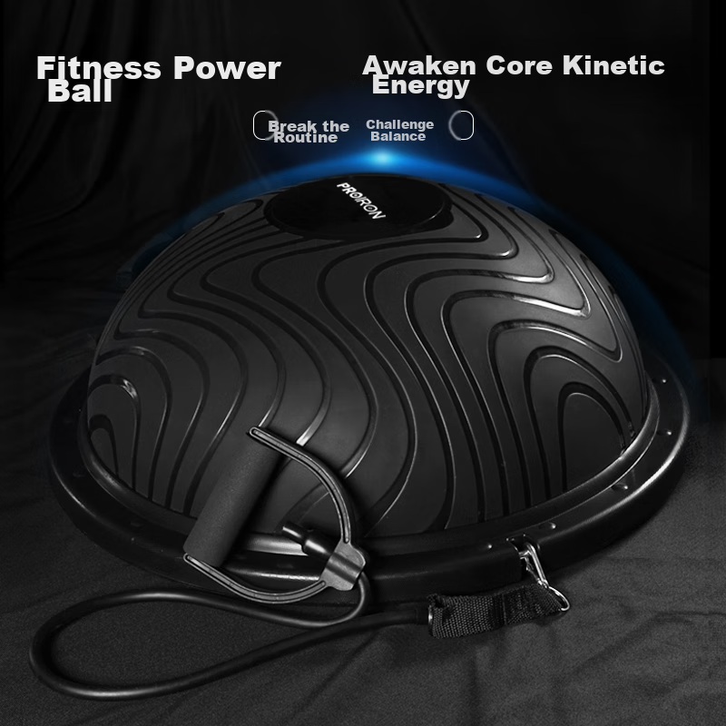PROIRON Puli'ai Balance Ball with Thickened Foot Pedal, Unisex Shaping Fitness Ball for Men And Women, Black Model with Resistance Rope