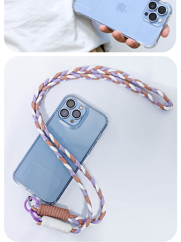 ESCASE [6-Pack] Phone Lanyard Stickers, Phone Case Clips, Phone Accessories, Crossbody Lanyard, Compatible with Keychains, Anti-Loss Cards, ID Cards, USB Drives, Detachable TPU Transparent Fixed Clips 11