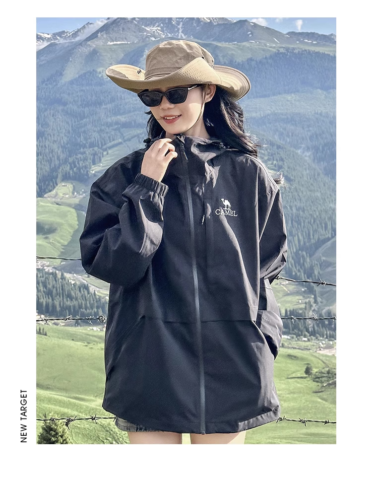 CAMEL Outdoor Single-Layer Hardshell Jacket for Men And Women, Waterproof Travel Coat A23CATG013 2XL 9