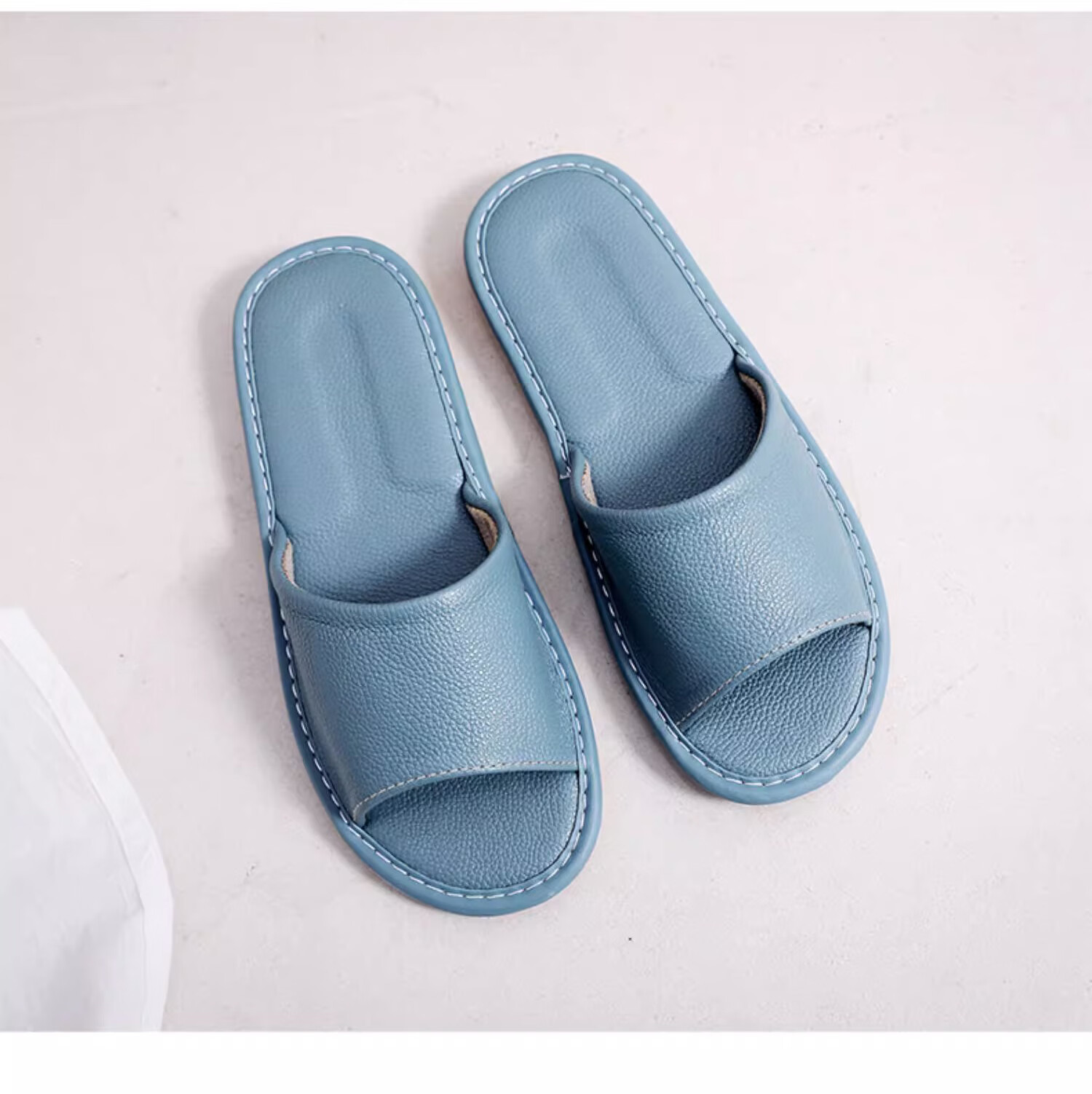 GUOLUOFEI Genuine Leather Home Slippers for Men, Summer Indoor Non-Slip Waterproof Cowhide Sandals, Soft-Soled Home Slippers for Wome 3