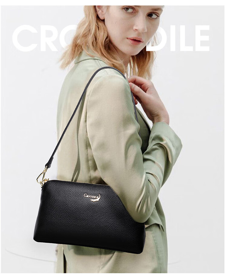 CROCODILE Goddess Festival Top-Grain Leather Casual Underarm Bag, Simple Versatile Shoulder Crossbody Women's Handbag Gift XT363 1