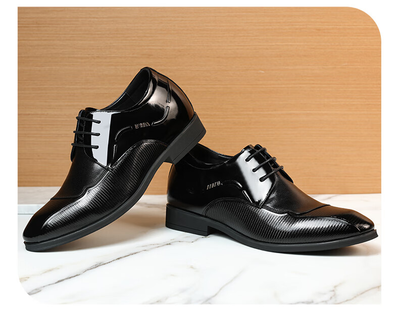 LAORENTOU Men's Business Dress Shoes First Layer Cowhide Non-Slip Small Size Invisible Height Increasing Shoes 1313A036 Black 36 2