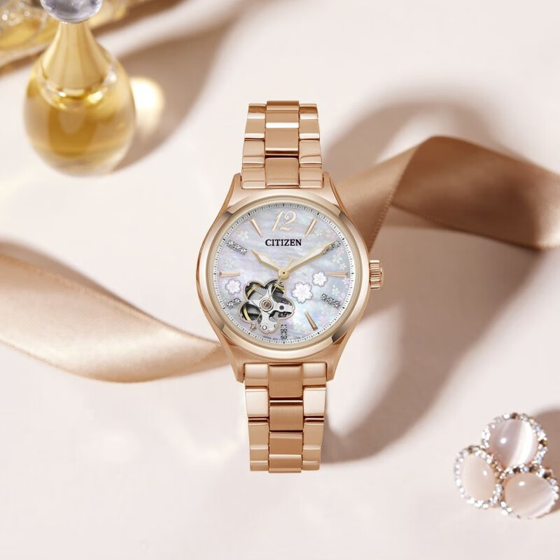CITIZEN Watch for Women, Japanese And Korean Style, Automatic Mechanical Steel Strap, Fashionable Gift for Girlfriend, PC1018-69D