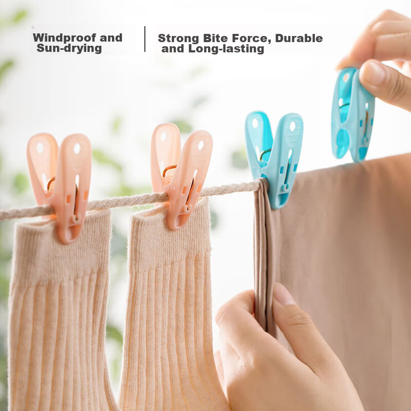 CHAHUA Clothes Hangers, Plastic Drying Clips, Fixed Clips for Socks, Windproof Clips for Clothes And Quilts, 24 Pieces