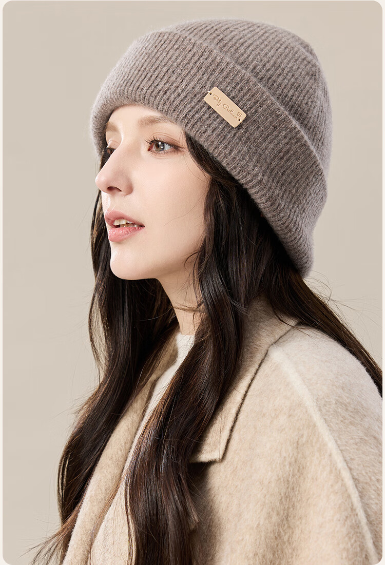 JIUMU 100% Cashmere Warm Knit Hat, Autumn And Winter Knitted Cap, Cold Hat, Winter Hat, Outdoor Ear Protection Cold Cap for Wome 15