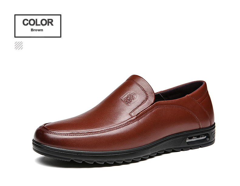 LAORENTOU Leather Shoes for Men, Top-Grain Cowhide Business Casual Shoes, Comfortable Breathable Slip-On Men's Shoes 510904419 Black Size 40 23