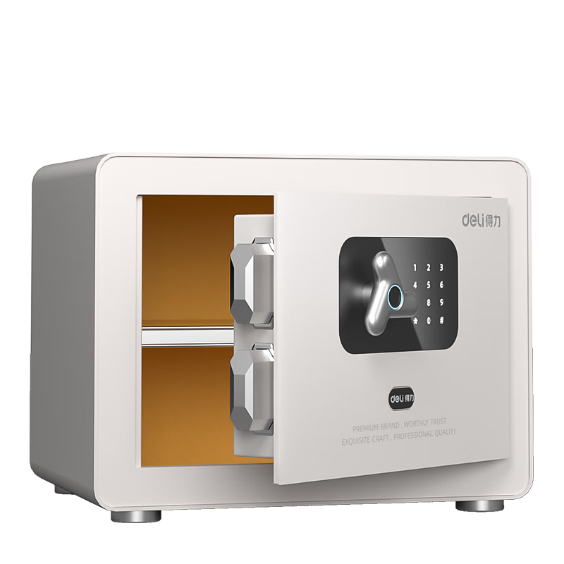 Deli Safe, Smart Home WiFi Fingerprint Password Safe, Office Small Cabinet Wall-Mounted Storage Box, Lingyao White AE750 Height 30cm