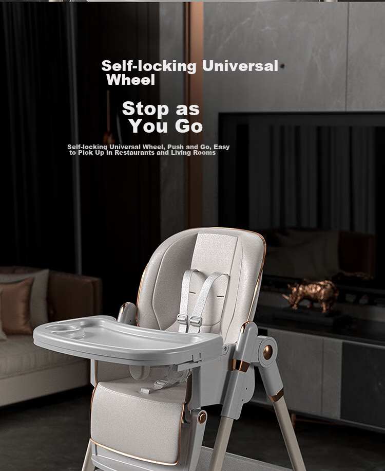 Hilibab Baby High Chair, Infant Dining Chair, Foldable And Portable, Multifunctional with Adjustable Backrest, Suitable for Learning to Eat And Sit 6