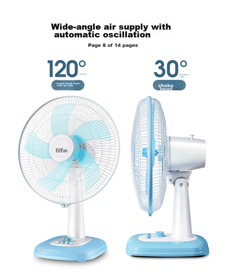 Wahson Electric Fan/Stand Fan/Low Noise Fan/16-Inch High Air Volume Home Office AC Fan with Fixed Frequency WS-A1603A 8