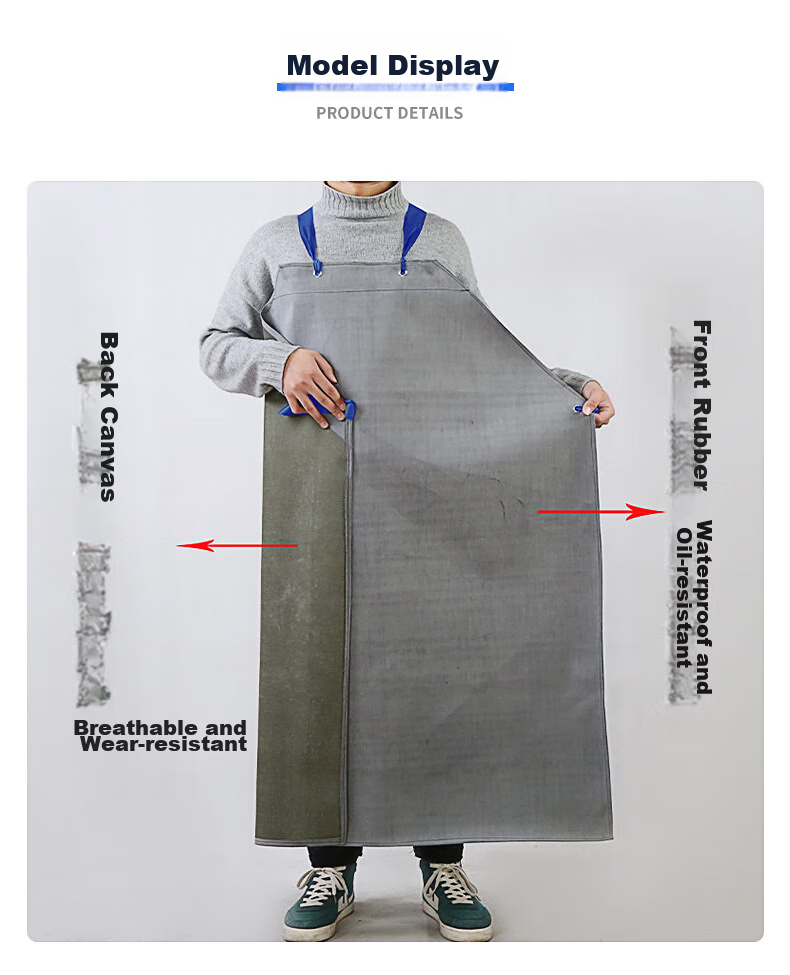 Zheye Black And Red Composite Apron, Double-Layer Thickened Waterproof And Stain-Resistant, Acid And Alkali Resistant PVC Sleeveless Leather Waist Apron ZY299 8