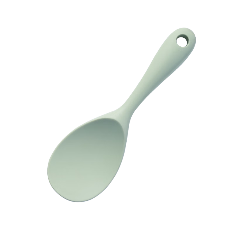 COOKER KING Silicone Rice Spoon, Heat-Resistant Non-Stick Anti-Scalding Silicone Spoon for Non-Stick Pans, Pine Green Color