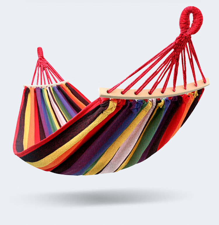 Suncojia Outdoor Hammock Swing, Extra Wide and Thickened Wooden Rod, Anti-Tip Double Hammock, Dormitory Hammock, 2m x 1.5m 4