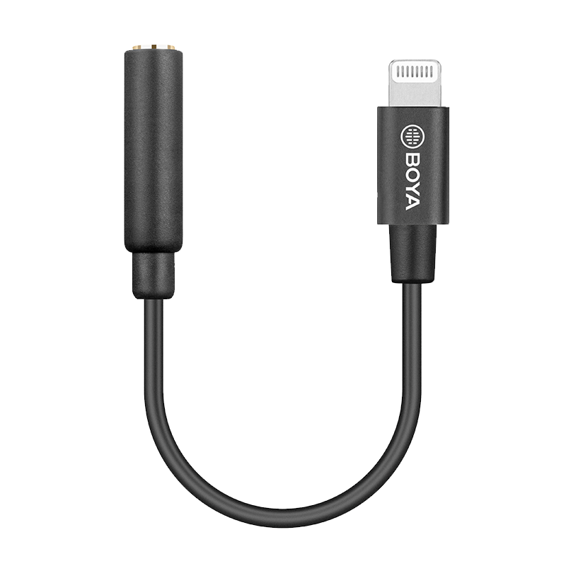 BOYA Audio Cable, 3.5mm TRS Female to Apple Lightning Male Adapter, Microphone Conversion Cable, Connection Wire, 0.1 Meter, BY-K8