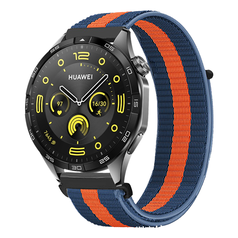 KMaxAI Compatible with Huawei Watch GT 6/5 46mm Braided Strap, Nylon Sports Watch Band for 4/3/2 Pro, ECG/Porsche/Buds Dopamine Wristband, Blue Orange Blue
