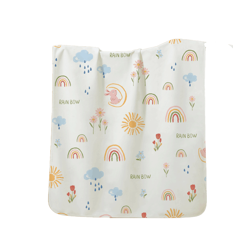 AIBEDILA Baby Diaper Pad, Waterproof, Washable, Pure Cotton, Antibacterial, Breathable, Leak-Proof, Large Size, Menstrual Pad, 50*70 Cm, Rainbow Patter