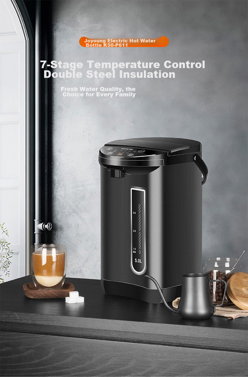 Joyoung Electric Hot Water Dispenser, 5L Capacity, Seven Temperature Settings, 304 Stainless Steel Inner Tank, No Glue Constant Temperature Electric Kettle, Model K50-P611 2