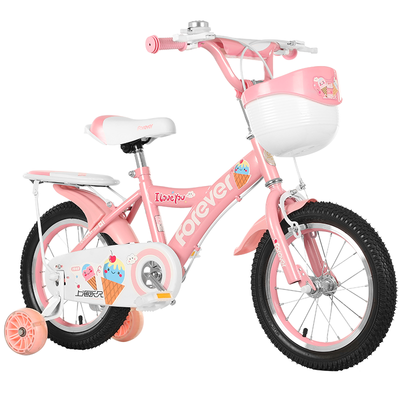 FOREVER Children's Bicycle for Ages 6-10, Boys And Girls, Baby Training Bike, Princess Pink 16-Inch Suitable for 105-135cm