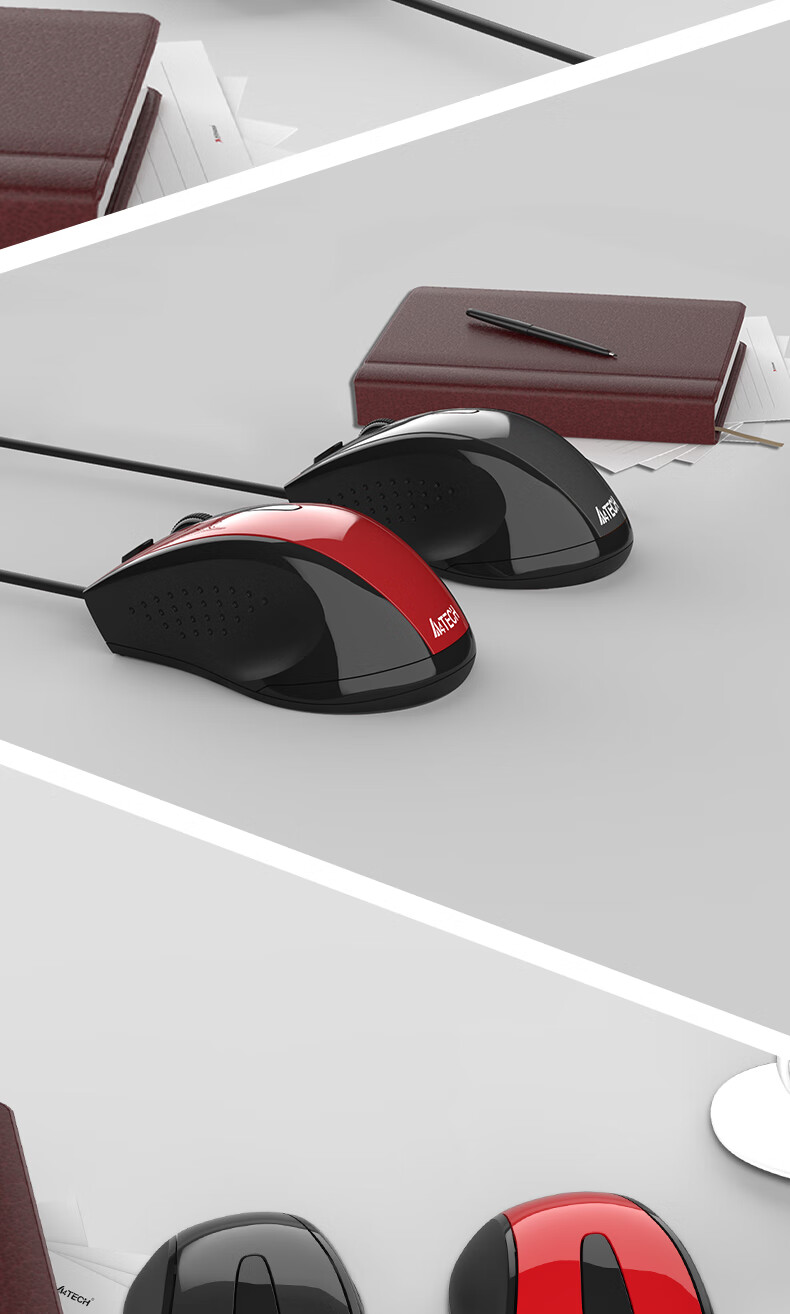 A4TECH N-500F Small Hand Right-Hand Wired Mouse Office Mouse External Computer Mouse Laptop Wired Mouse Black Wired 2
