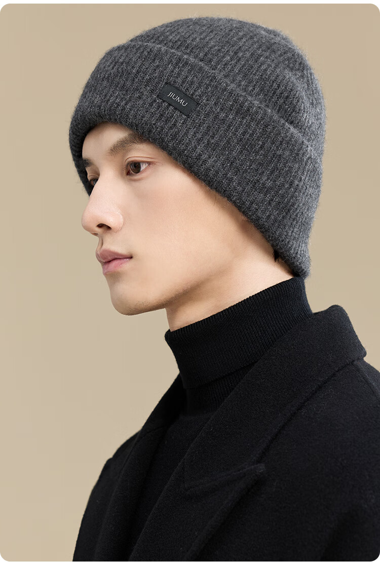 JIUMU Pure Cashmere Warm Knit Hat, Autumn And Winter Knitted Cap, Cold Hat, Winter Hat, Outdoor Ear Protection Cold Hat for Men in Winter 9