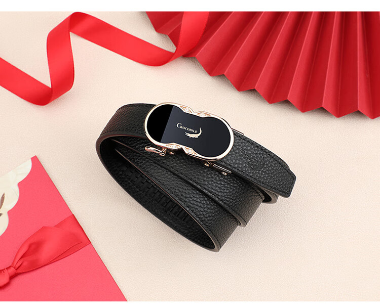 CROCODILE Top-Grain Leather Women's Belt with Automatic Buckle, Fashionable Business Style Waistband for Men's Trousers, Birthday Gift for Women 3609 15
