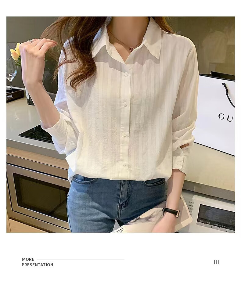 AOTUN Cotton Shirt for Women, Long Sleeve, Spring And Autumn Style, Casual Inner Wear Top AT3058, Picture Color, XL 13