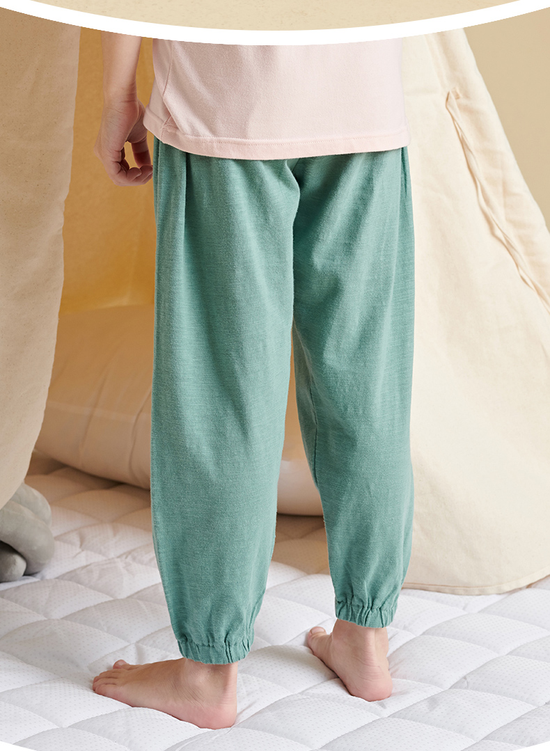 朵熙儿 儿童防蚊裤纯棉男童长裤夏季薄款女童阔腿裤中大童休闲裤竹节