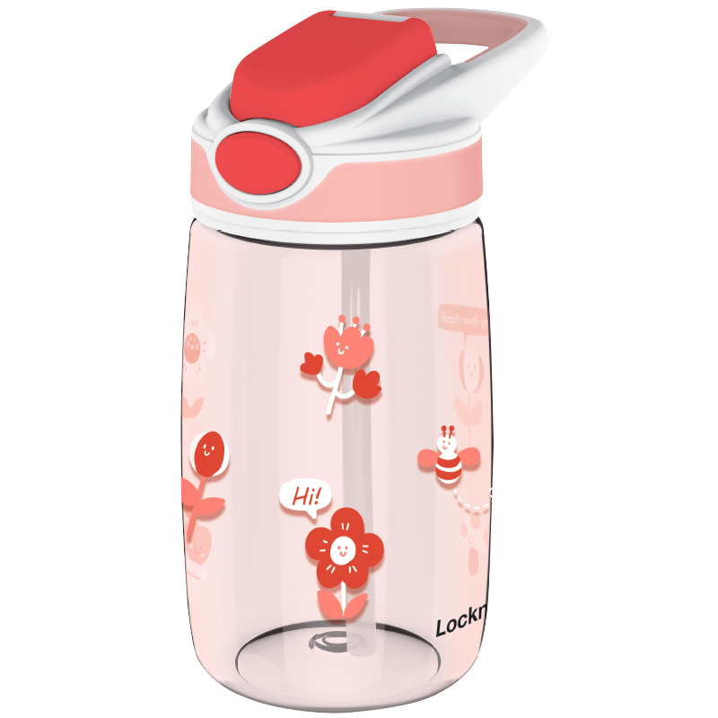 LOCK&LOCK Children's Straw Cup, Student Water Bottle, Tritan Material, Handheld Outdoor School Sports Cup, 400ml, Red