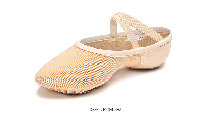 Sansha Adult Ballet Practice Shoes, Elastic Mesh with Leather Sole, Cat Paw Dance Shoes, Breathable Soft Shoes, 357X Meat Size 37 10