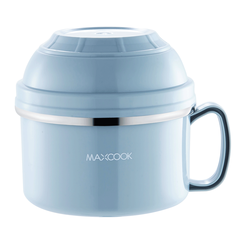 MAXCOOK 304 Stainless Steel Ramen Bowl, 13.5cm Plastic Steel Fast Food Cup, Student Lunch Box, Bento Box, Nordic Blue MCFT190