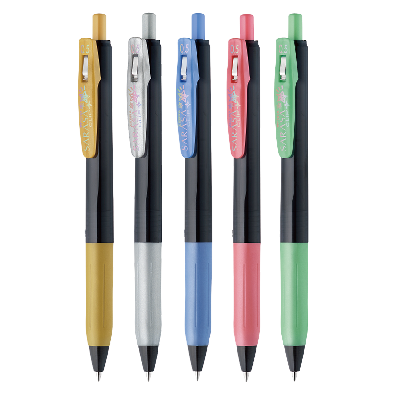 ZEBRA JJ15 Gemstone Series Pen, 0.5mm Retractable Gel Pen with Bullet Tip, Signature Pen for Students' Note-Taking And Marking, JJ15-5C 5-Color Set