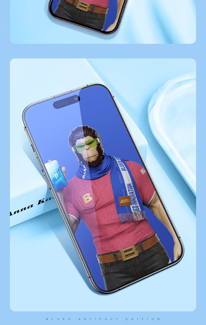 Lanxingxiansheng Tempered Glass Screen Protector for IPhone 15 Plus/14 Pro Max, Full Coverage Anti-Blue Light Shatterproof Ultra-Thin Screen Film for IPhone 15 Plus 10