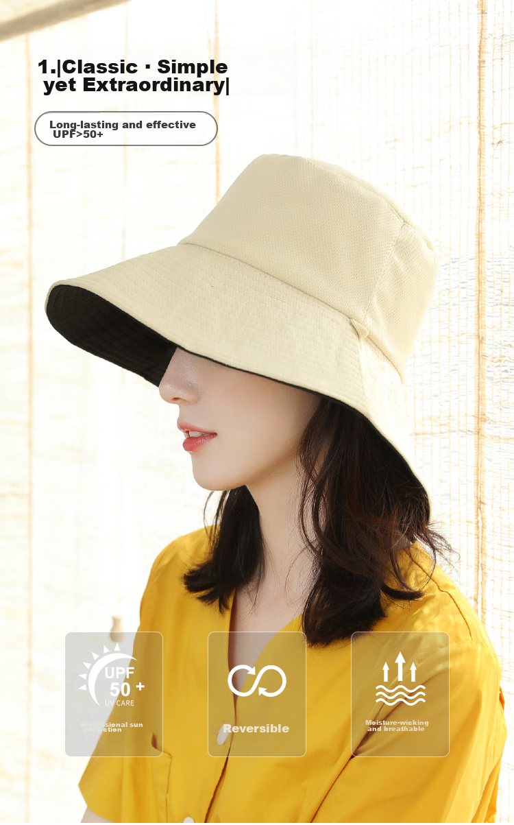 JIUMU Sun Protection Hat for Women, Sun Visor Cap, Fisherman Hat, Summer Outdoor Face-Covering UV-Resistant Hat 1