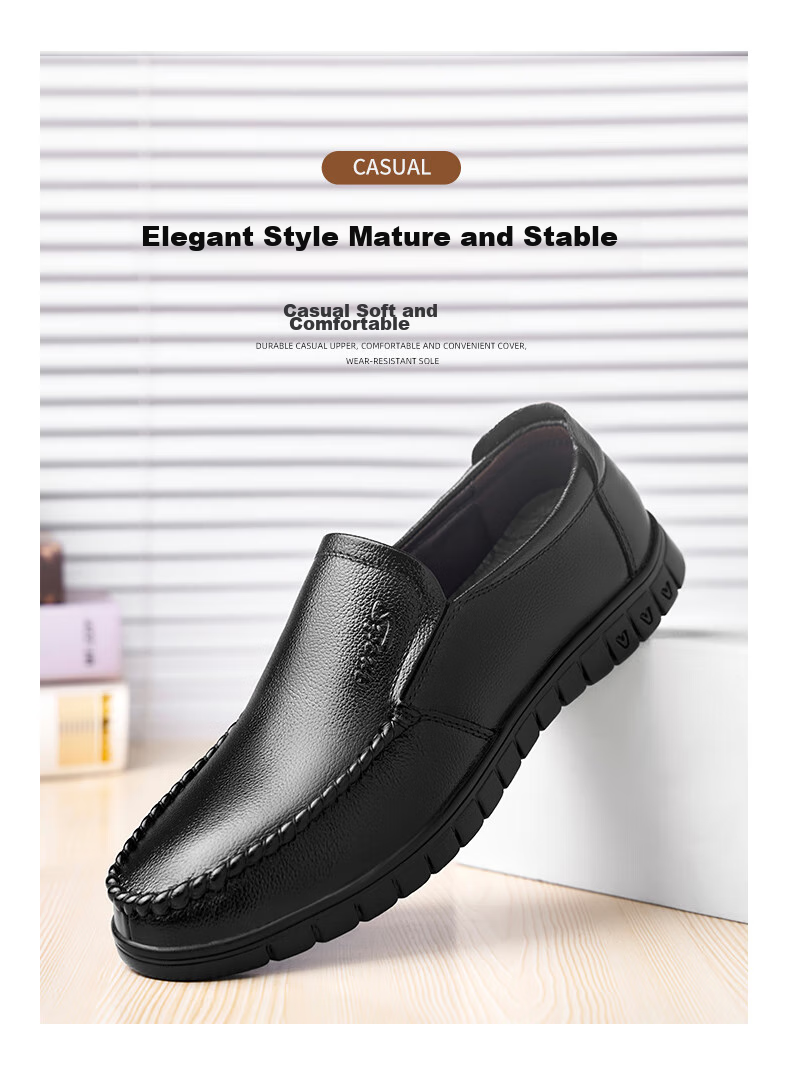 MEXICAN Business Casual Shoes Men's Top-Grain Leather Shoes Formal Slip-On Derby Shoes for Men 8283 Black Size 40 19