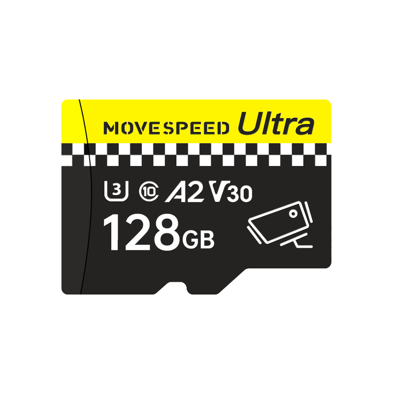 MOVE SPEED 128GB TF (MicroSD) Storage Card, Dash Cam Memory Card, High-Speed Surveillance Camera U3 V30 Camera Storage Card