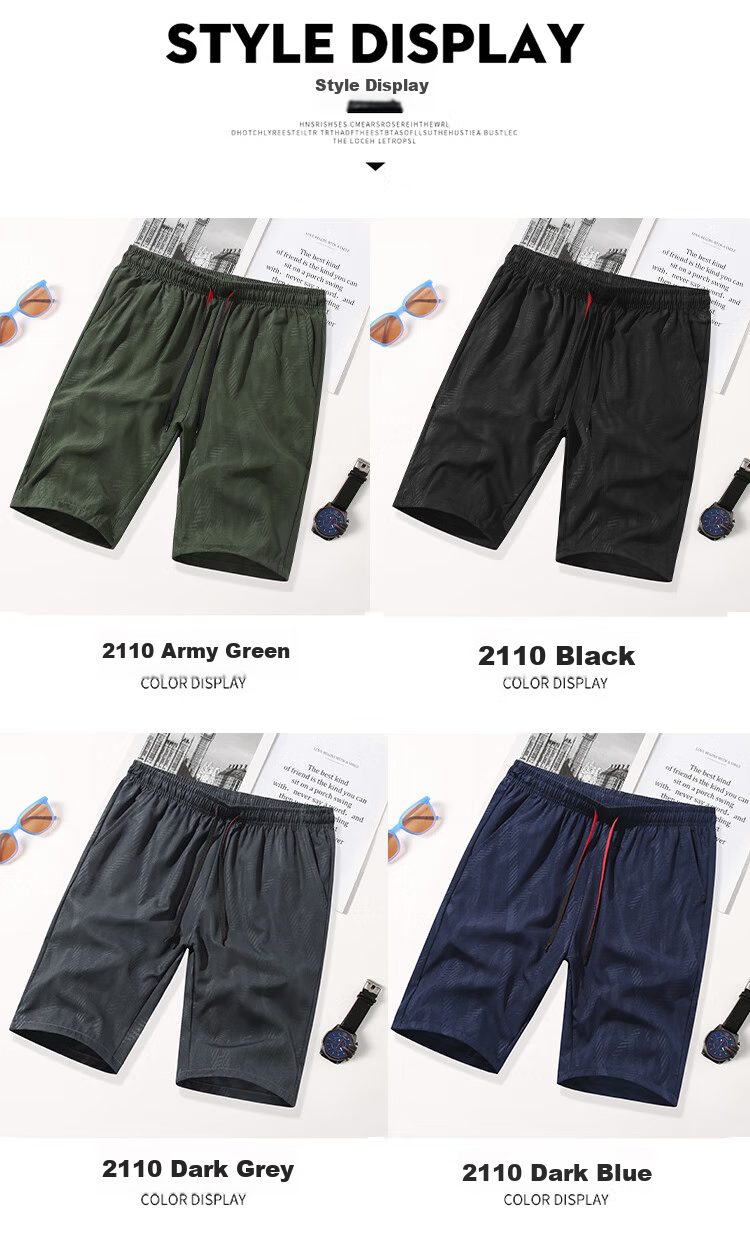 NASA GOOD Men's Shorts, Summer Solid Color Versatile Trendy Sports Thin Breathable Elastic Loose Five-Point Pants, Black 5XL 33