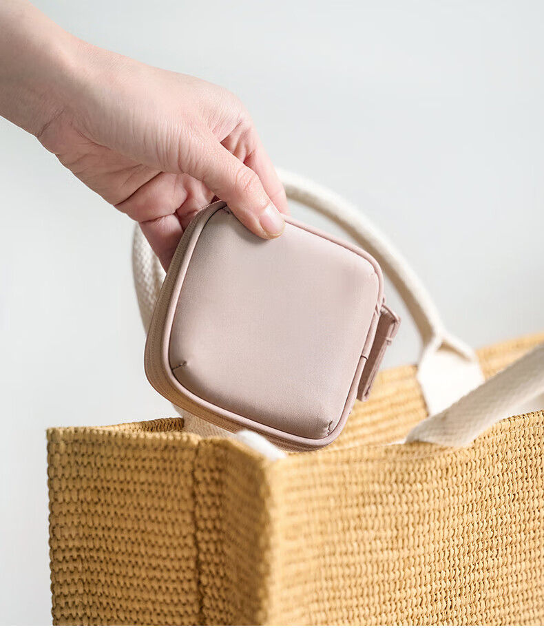 MUJI Polyester Jewelry Bag, M Pink Rice Color 1