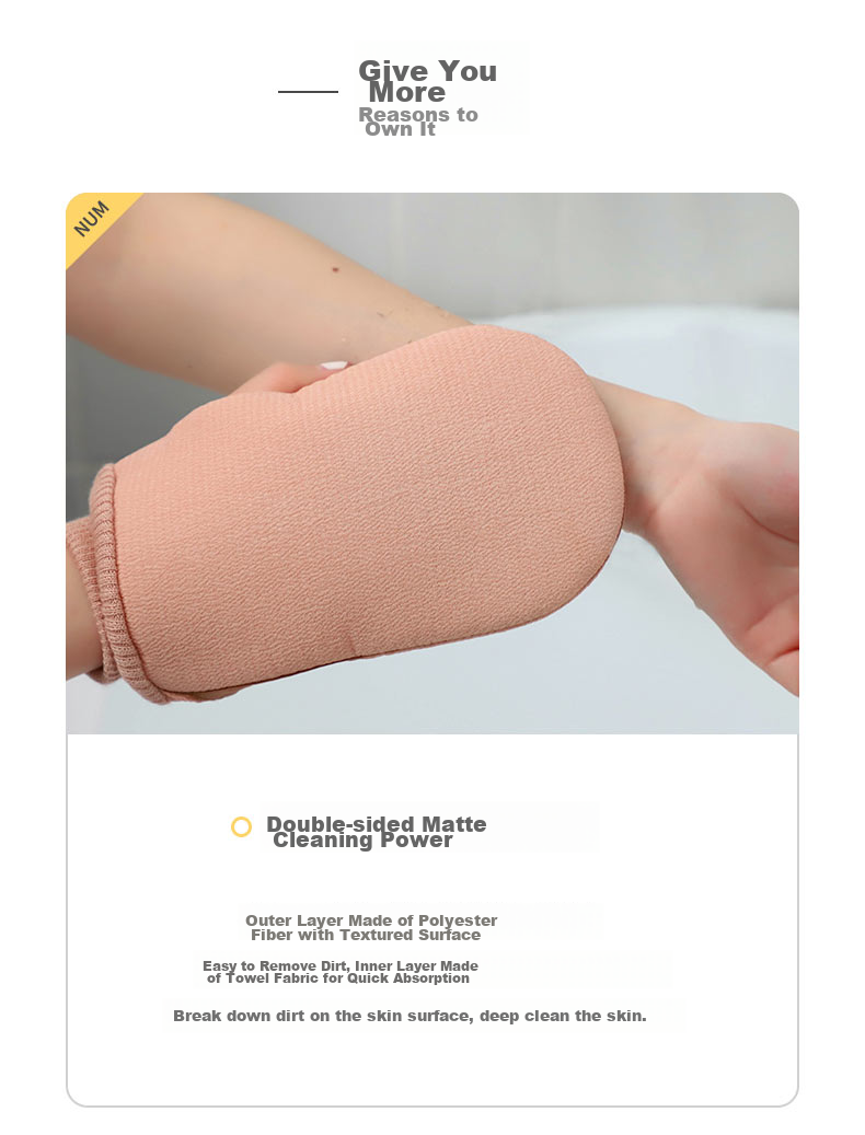 Grace Exfoliating Washcloth, Double-Sided Thick Scrubbing Tool for Bathing, Adult Home Use Back Scrubber Glove 7