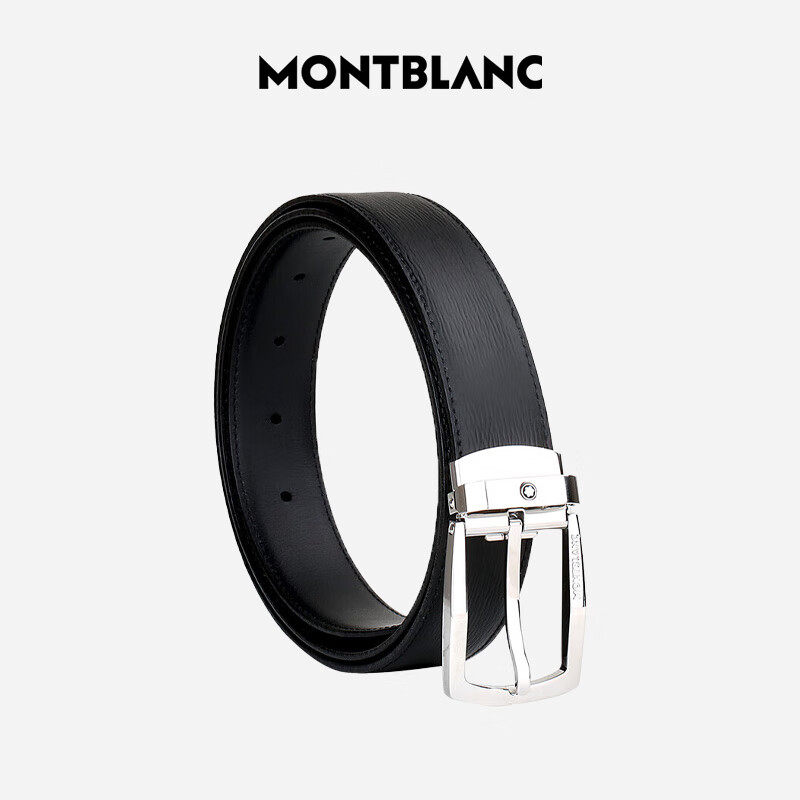 MONTBLANC Black Leather Single-Sided Belt 120x3cm 116706 Gift