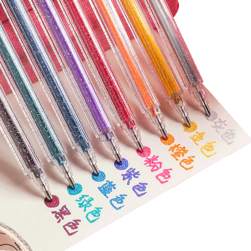 Jinzhi 18-Color Assorted Glitter Pens, Handwriting Special Shiny Glitter Pens, Children's Shimmering Color-Changing Fluorescent Sand Beads for Drawing And Painting