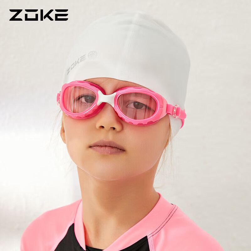 Детские очки для плавания ZOKE, водонепроницаемые, с защитой от запотевания, тренировочные, без диоптрий, размер универсальный, розовые
