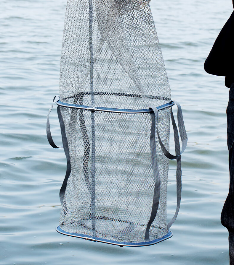 Minjianyiren Square Fish Keeper, Quick-Drying, Portable for Wild Fishing, Small Fish Protector Net, Coated Anti-Snagging Fish Holder, Black Pit Fish Keeper Net 12